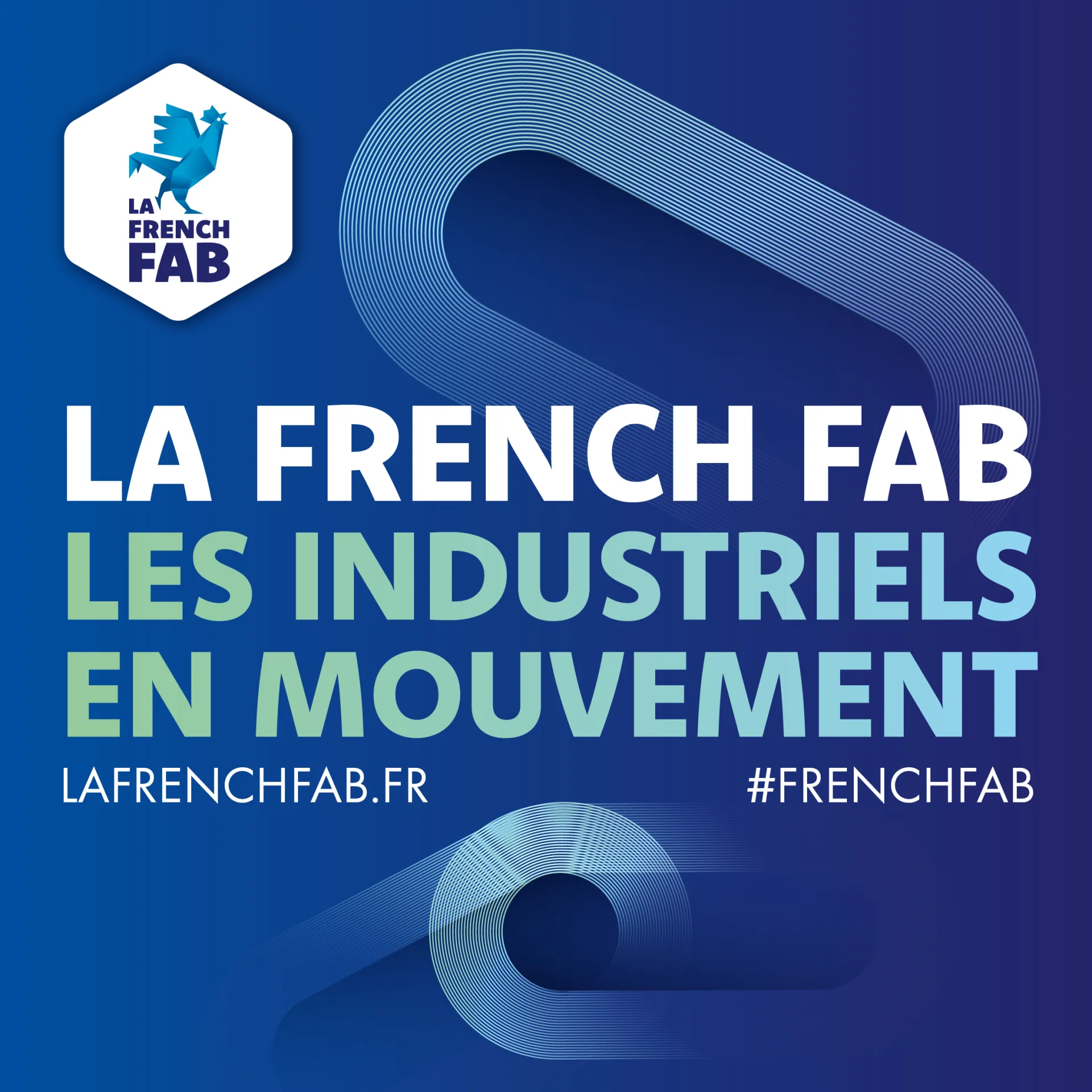 Visuel pour la French Fab  sur fond bleu avec logo
