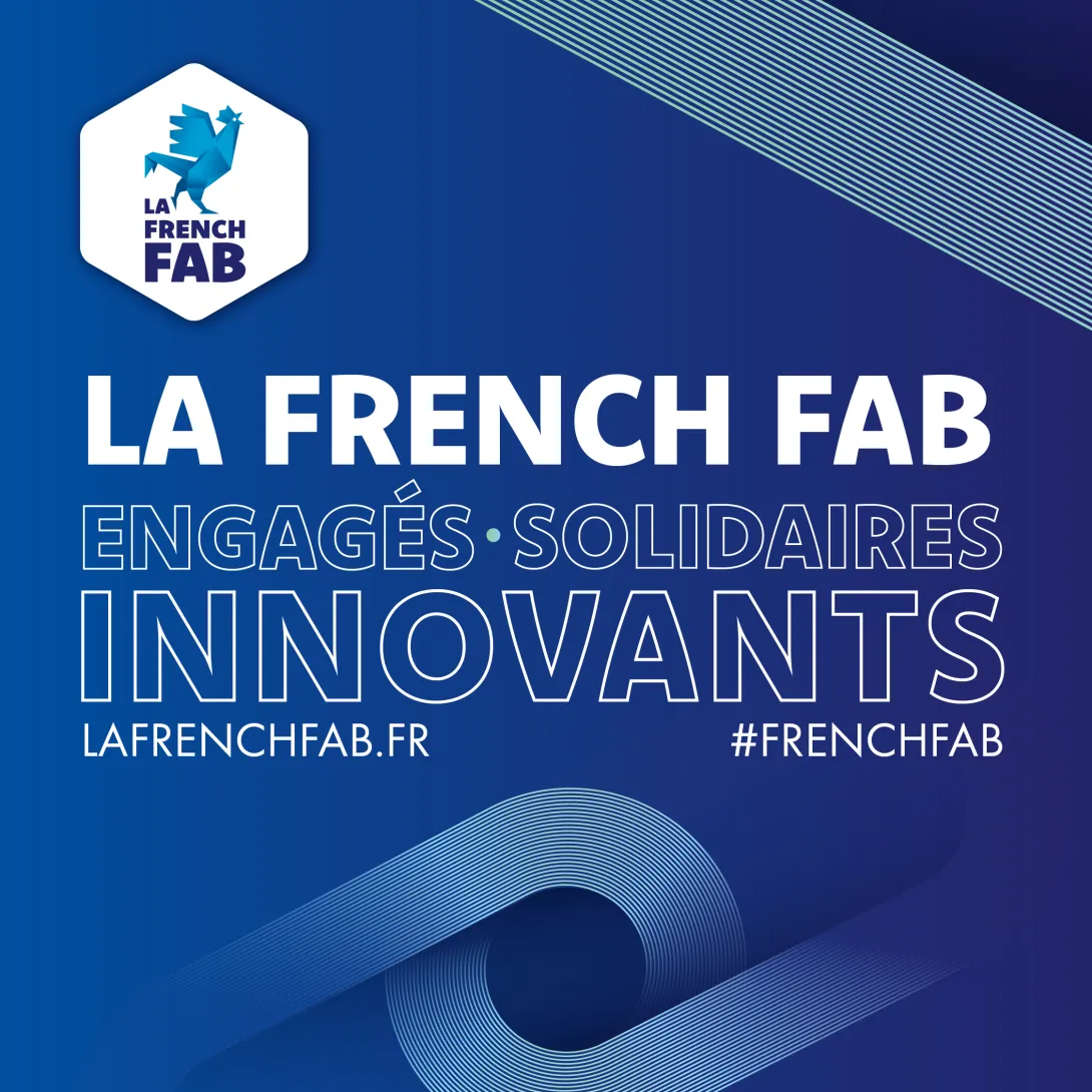 Visuel pour la French Fab  sur fond bleu avec logo